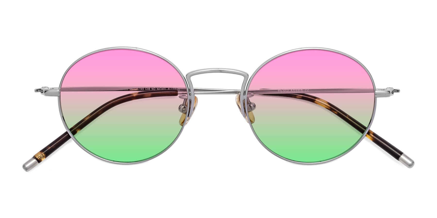 Folded Front of 80033 in Silver with Pink / Green Gradient Lenses
