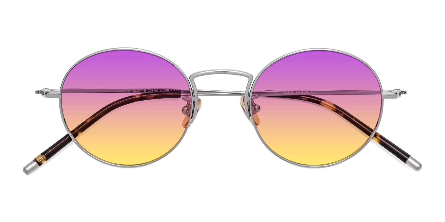 Folded Front of 80033 in Silver with Purple / Yellow Gradient Lenses