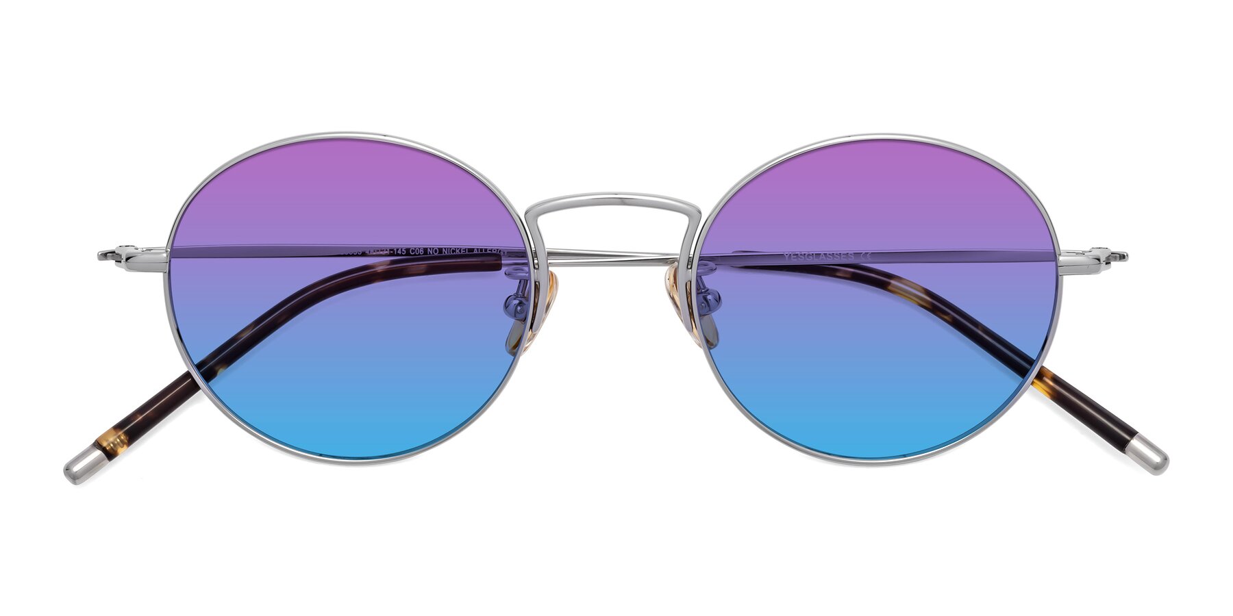 Folded Front of 80033 in Silver with Purple / Blue Gradient Lenses