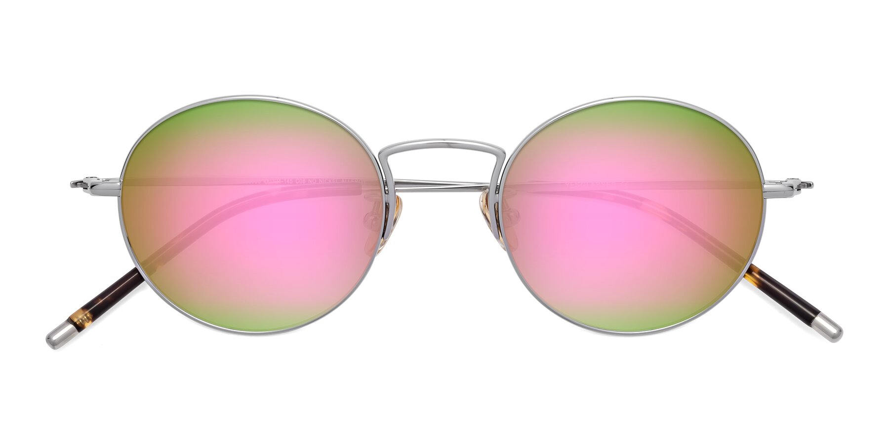 Folded Front of 80033 in Silver with Pink Mirrored Lenses