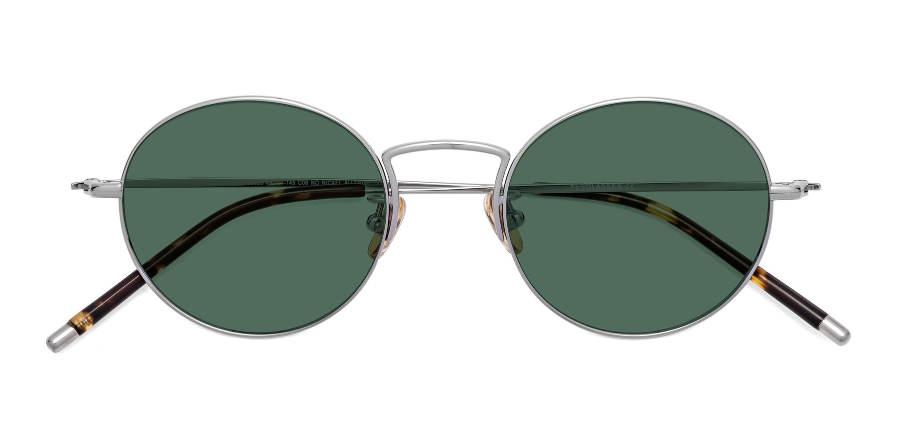 Folded Front of 80033 in Silver with Green Polarized Lenses