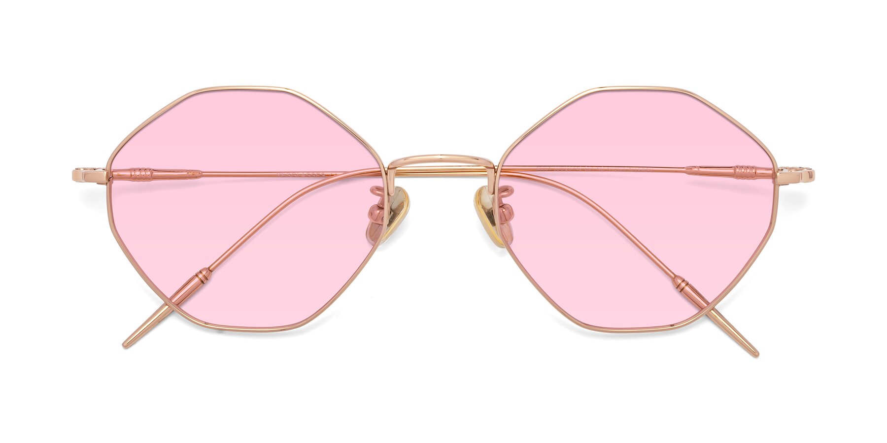Folded Front of 90001 in Rose Gold with Light Pink Tinted Lenses
