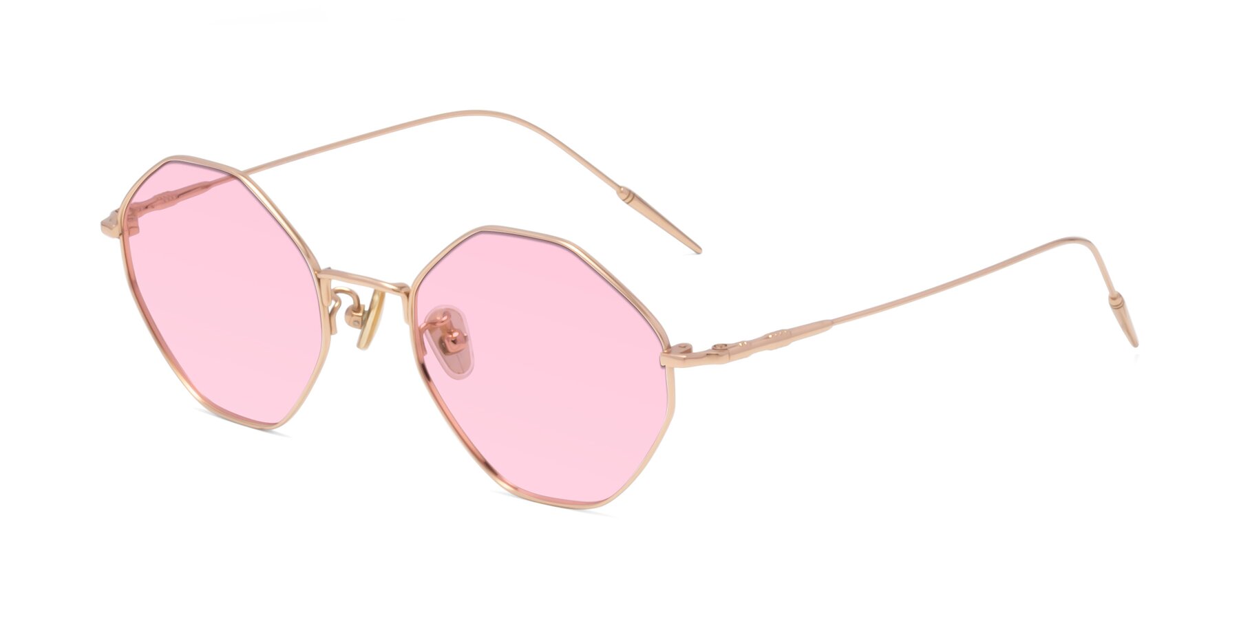 Angle of 90001 in Rose Gold with Light Pink Tinted Lenses