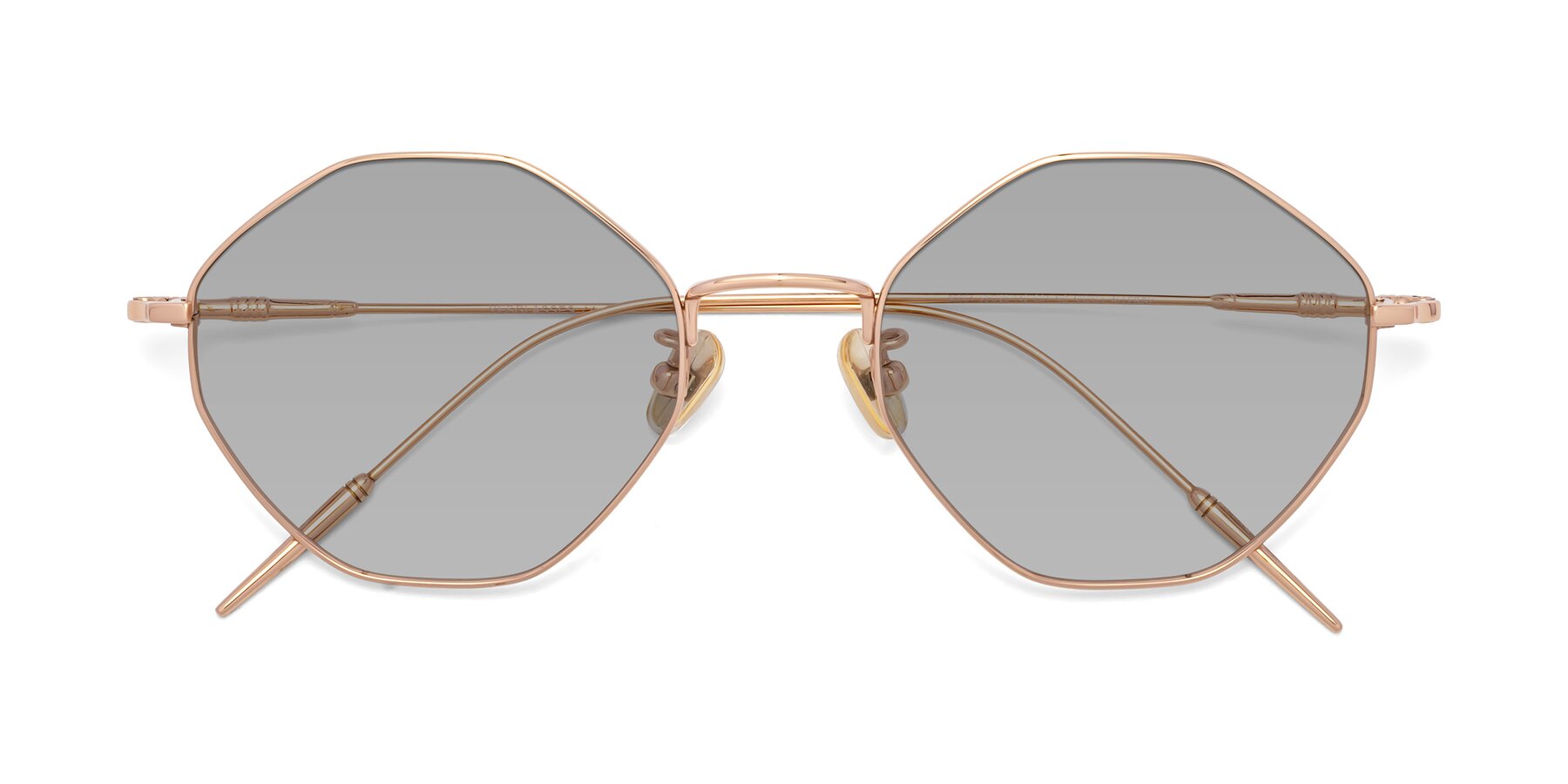 Folded Front of 90001 in Rose Gold with Light Gray Tinted Lenses