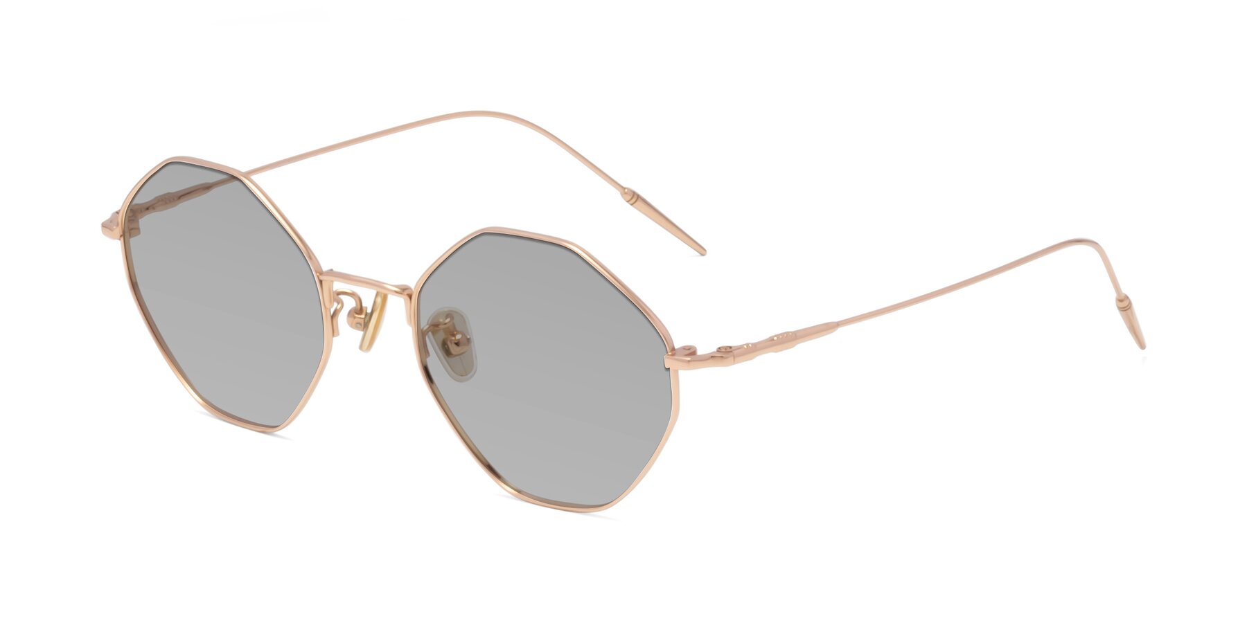 Angle of 90001 in Rose Gold with Light Gray Tinted Lenses