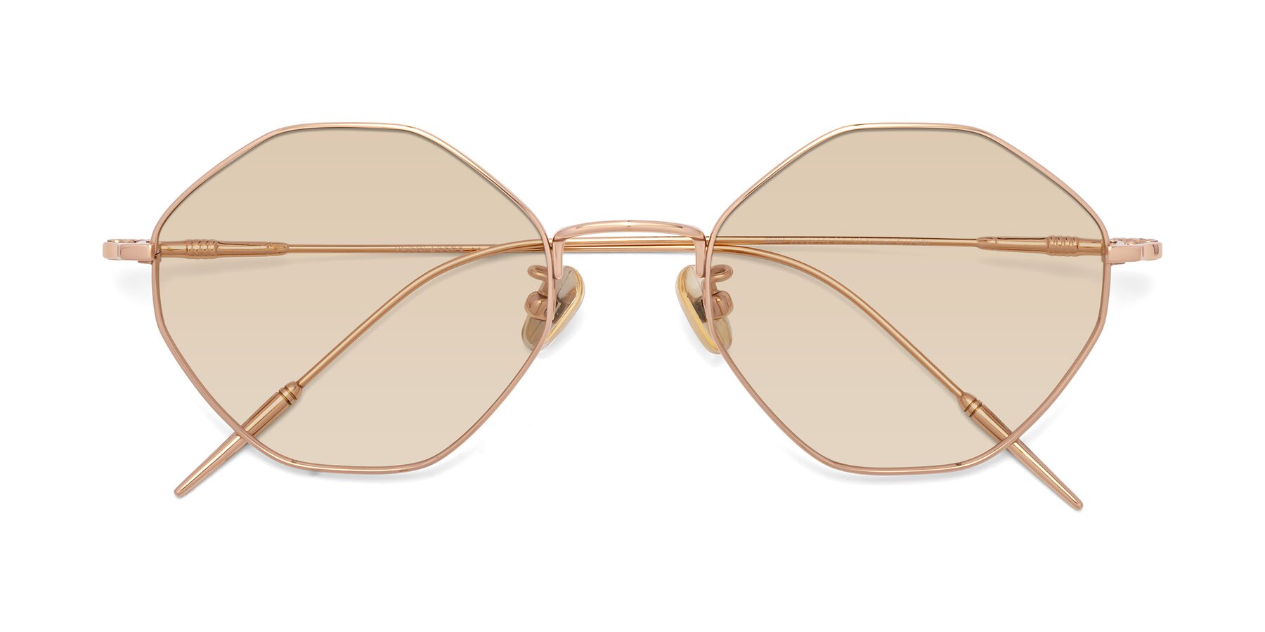 Folded Front of 90001 in Rose Gold with Light Brown Tinted Lenses