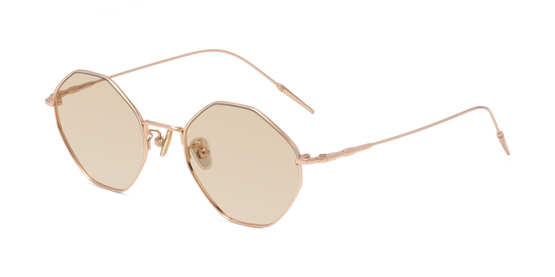 Angle of 90001 in Rose Gold with Light Brown Tinted Lenses