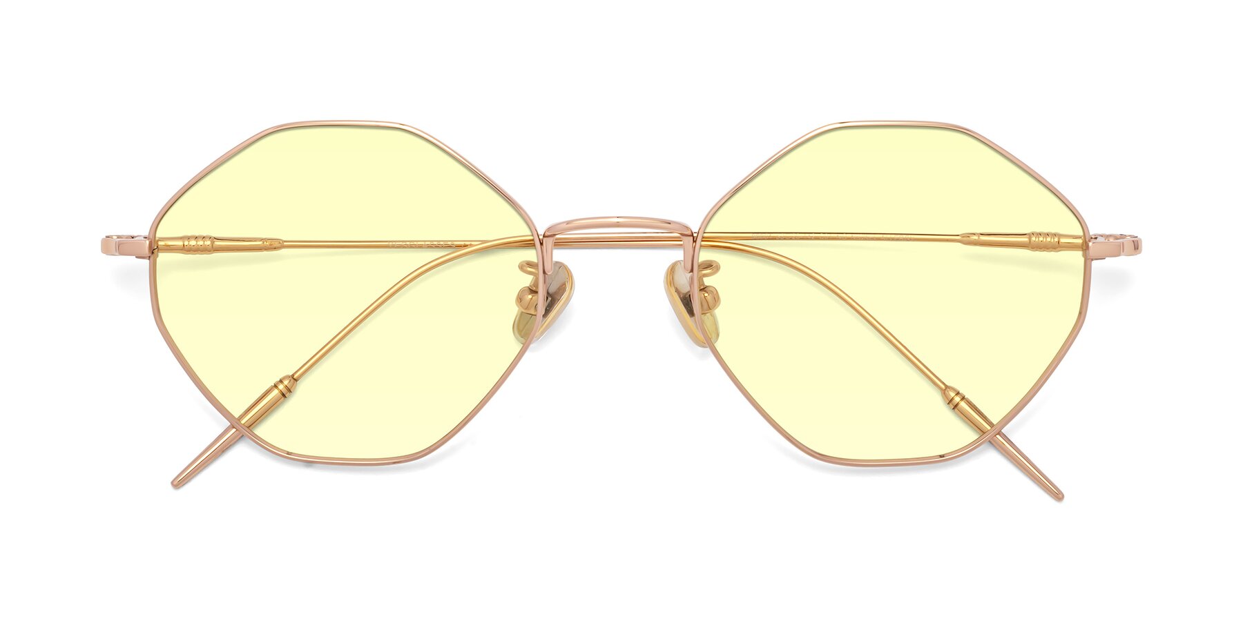Folded Front of 90001 in Rose Gold with Light Yellow Tinted Lenses