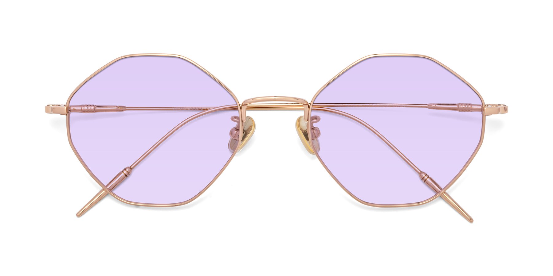 Folded Front of 90001 in Rose Gold with Light Purple Tinted Lenses