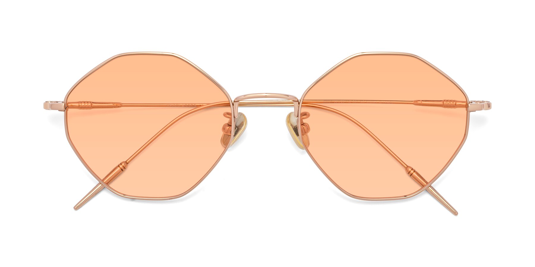 Folded Front of 90001 in Rose Gold with Light Orange Tinted Lenses
