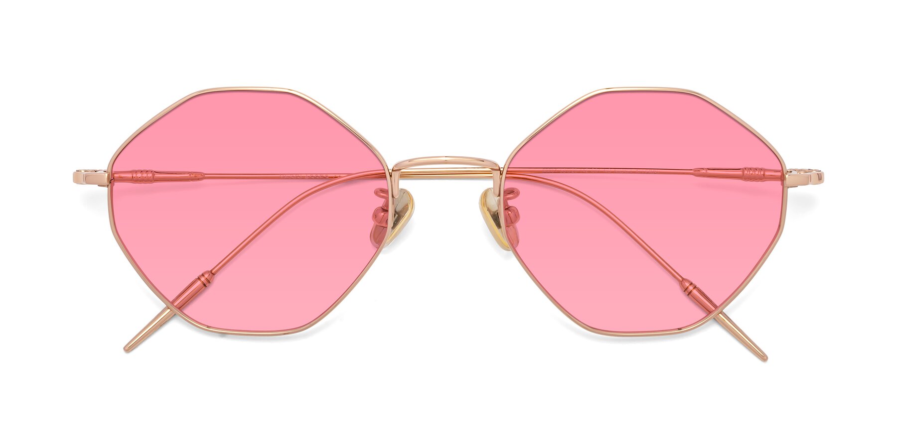 Folded Front of 90001 in Rose Gold with Pink Tinted Lenses