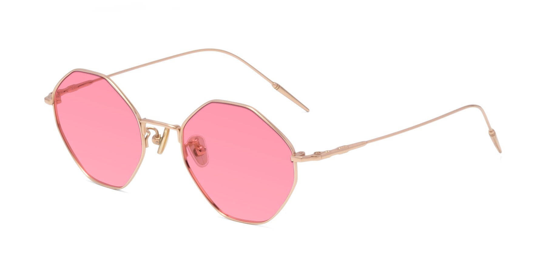 Angle of 90001 in Rose Gold with Pink Tinted Lenses