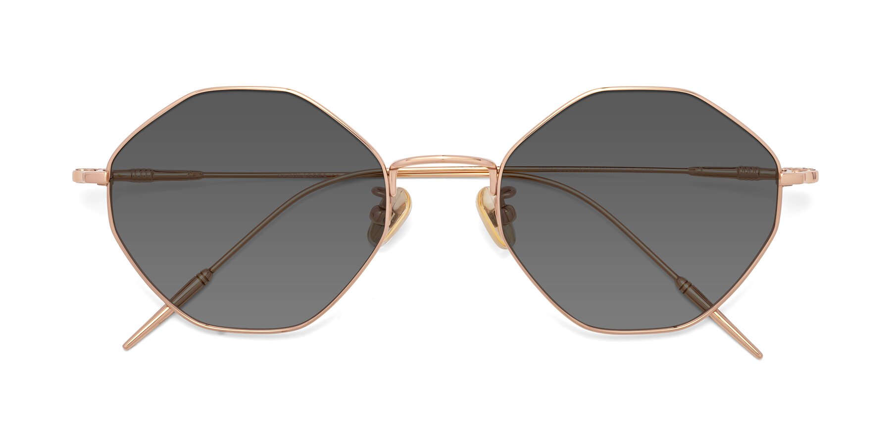 Folded Front of 90001 in Rose Gold with Medium Gray Tinted Lenses
