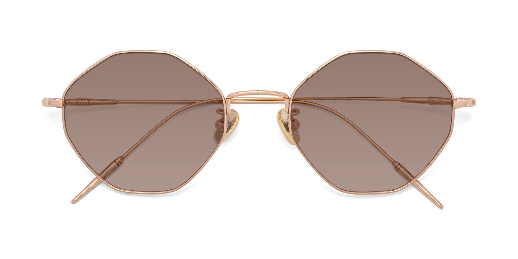 Folded Front of 90001 in Rose Gold with Medium Brown Tinted Lenses