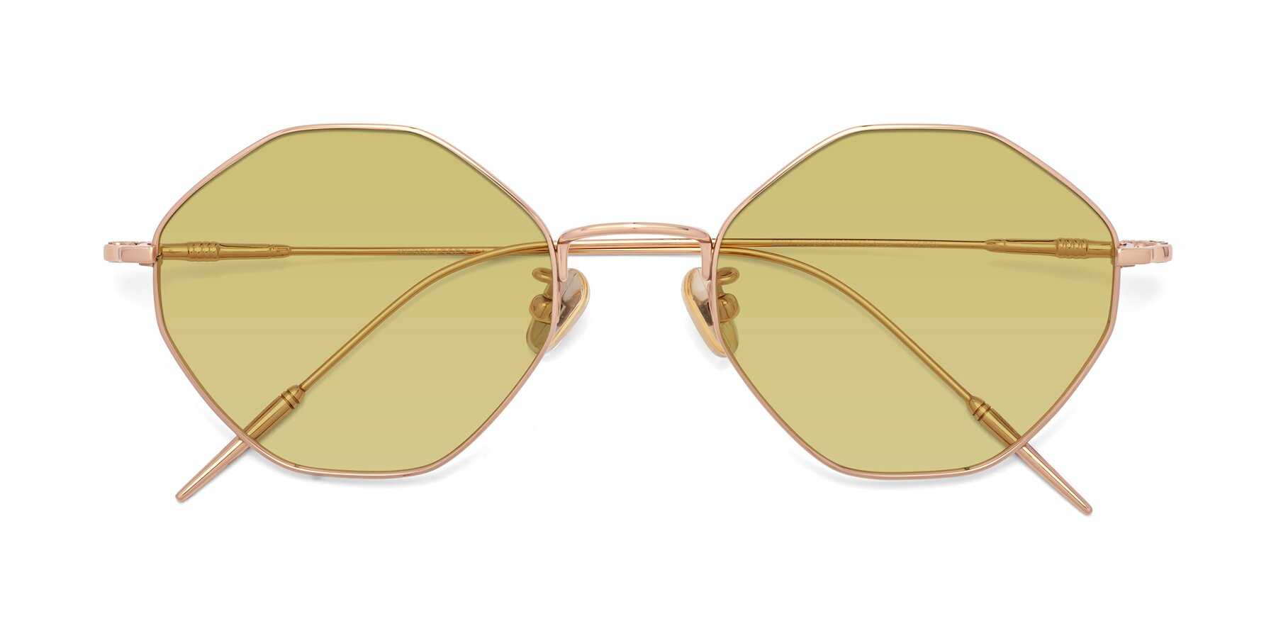 Folded Front of 90001 in Rose Gold with Medium Champagne Tinted Lenses