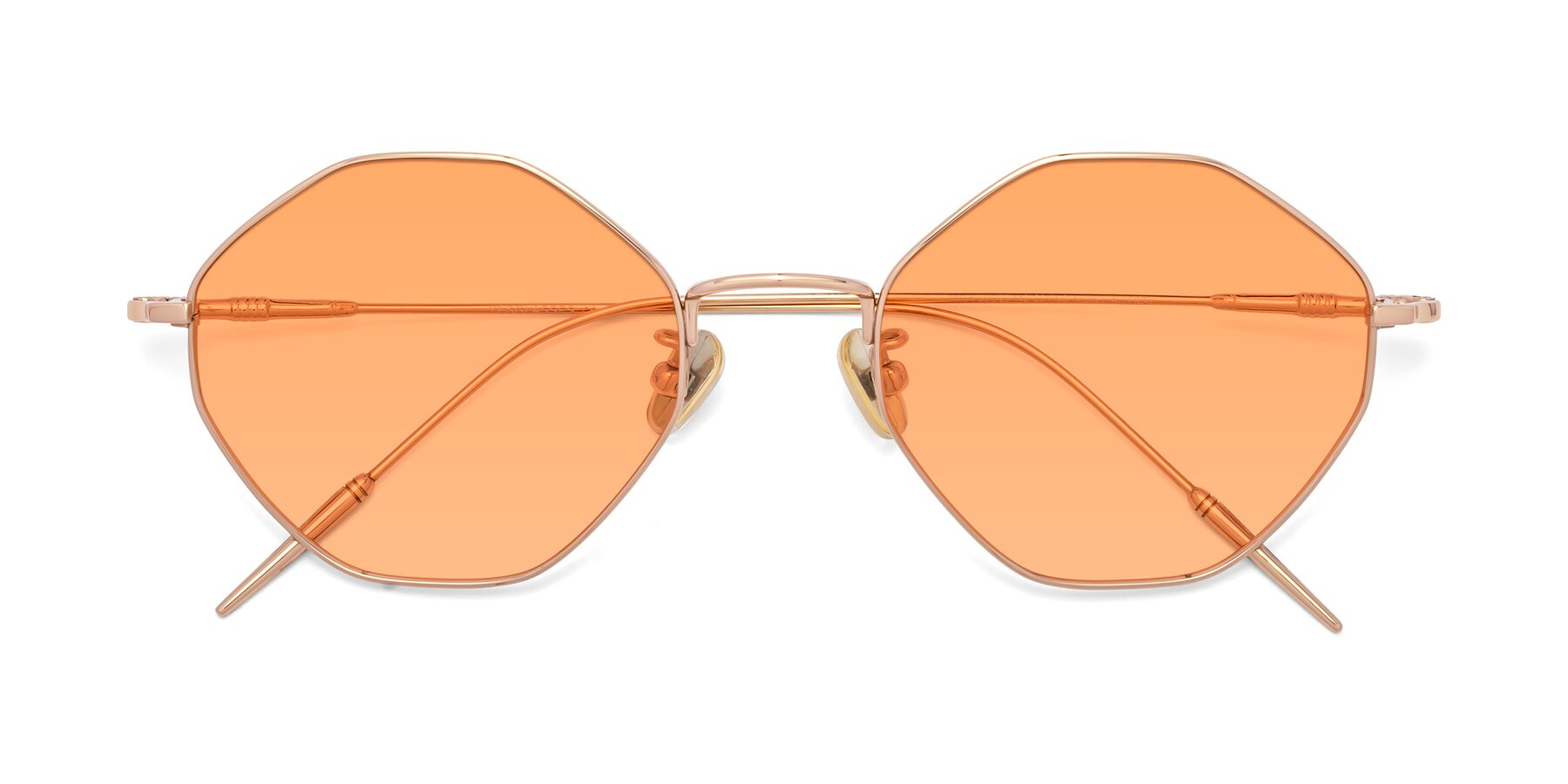 Folded Front of 90001 in Rose Gold with Medium Orange Tinted Lenses