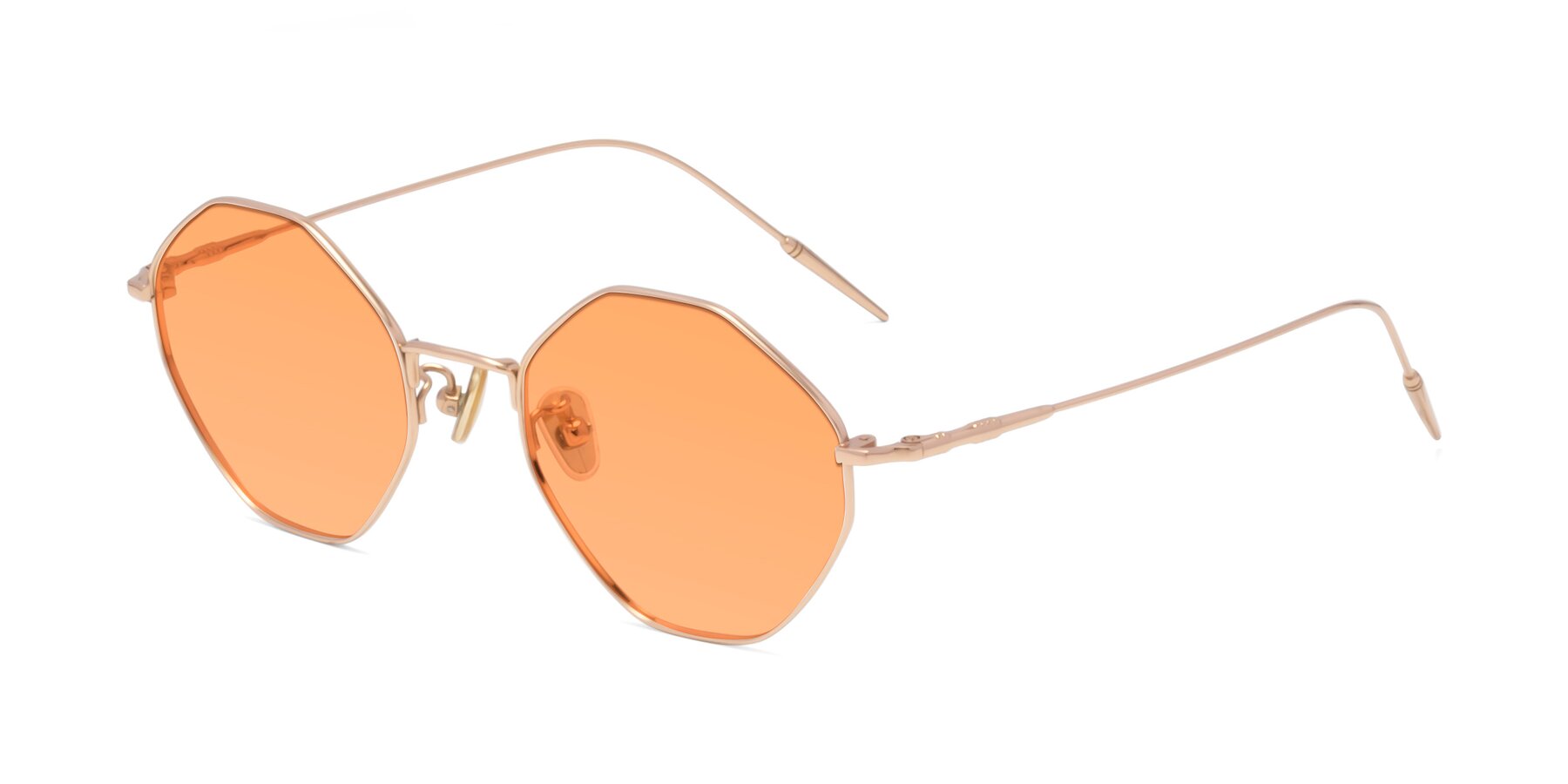 Angle of 90001 in Rose Gold with Medium Orange Tinted Lenses