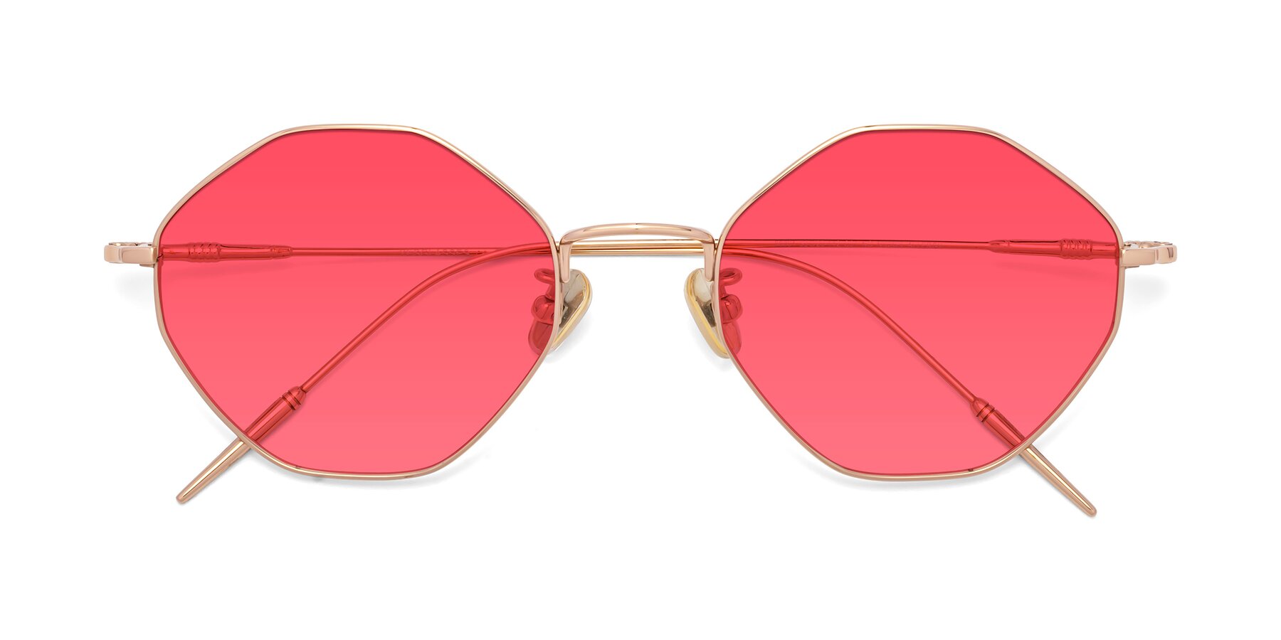 Folded Front of 90001 in Rose Gold with Red Tinted Lenses