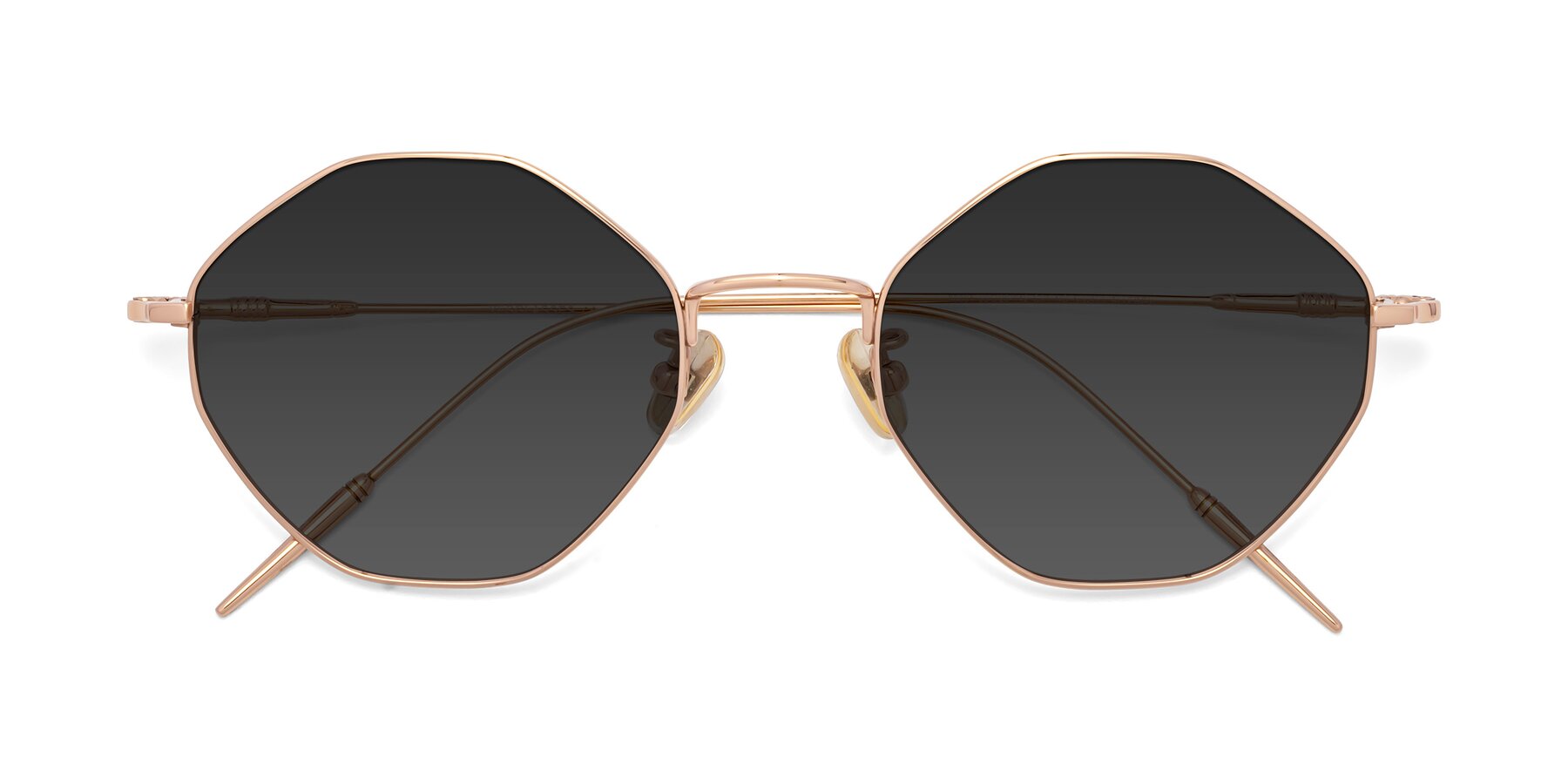Folded Front of 90001 in Rose Gold with Gray Tinted Lenses