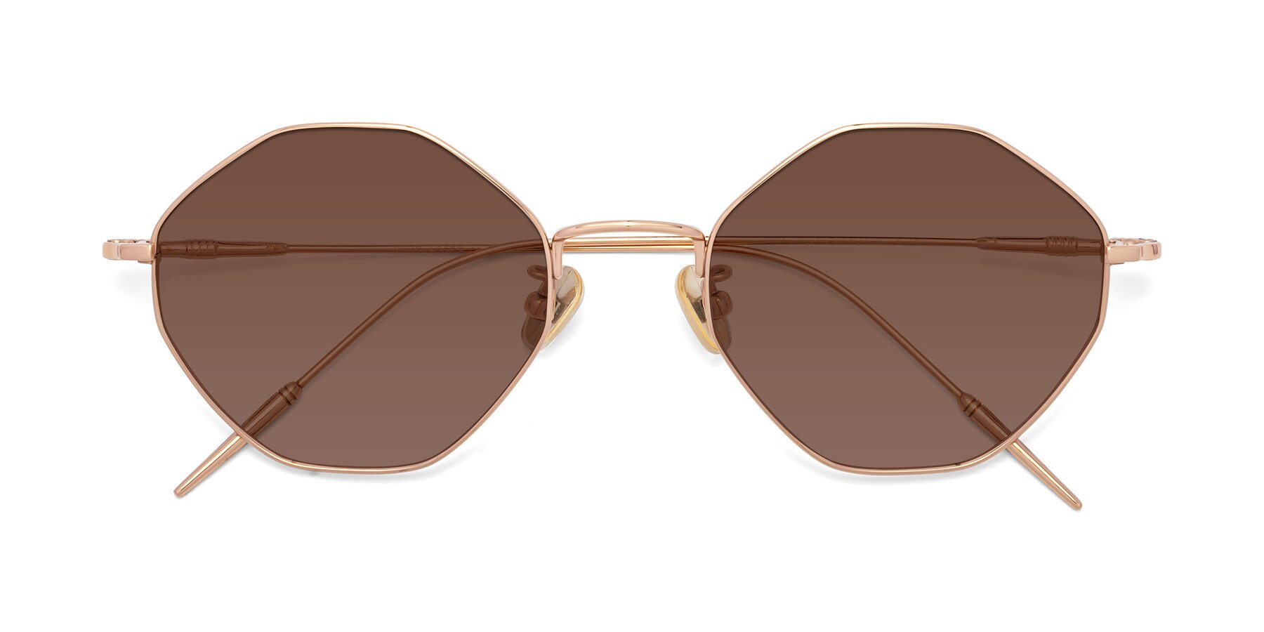 Folded Front of 90001 in Rose Gold with Brown Tinted Lenses