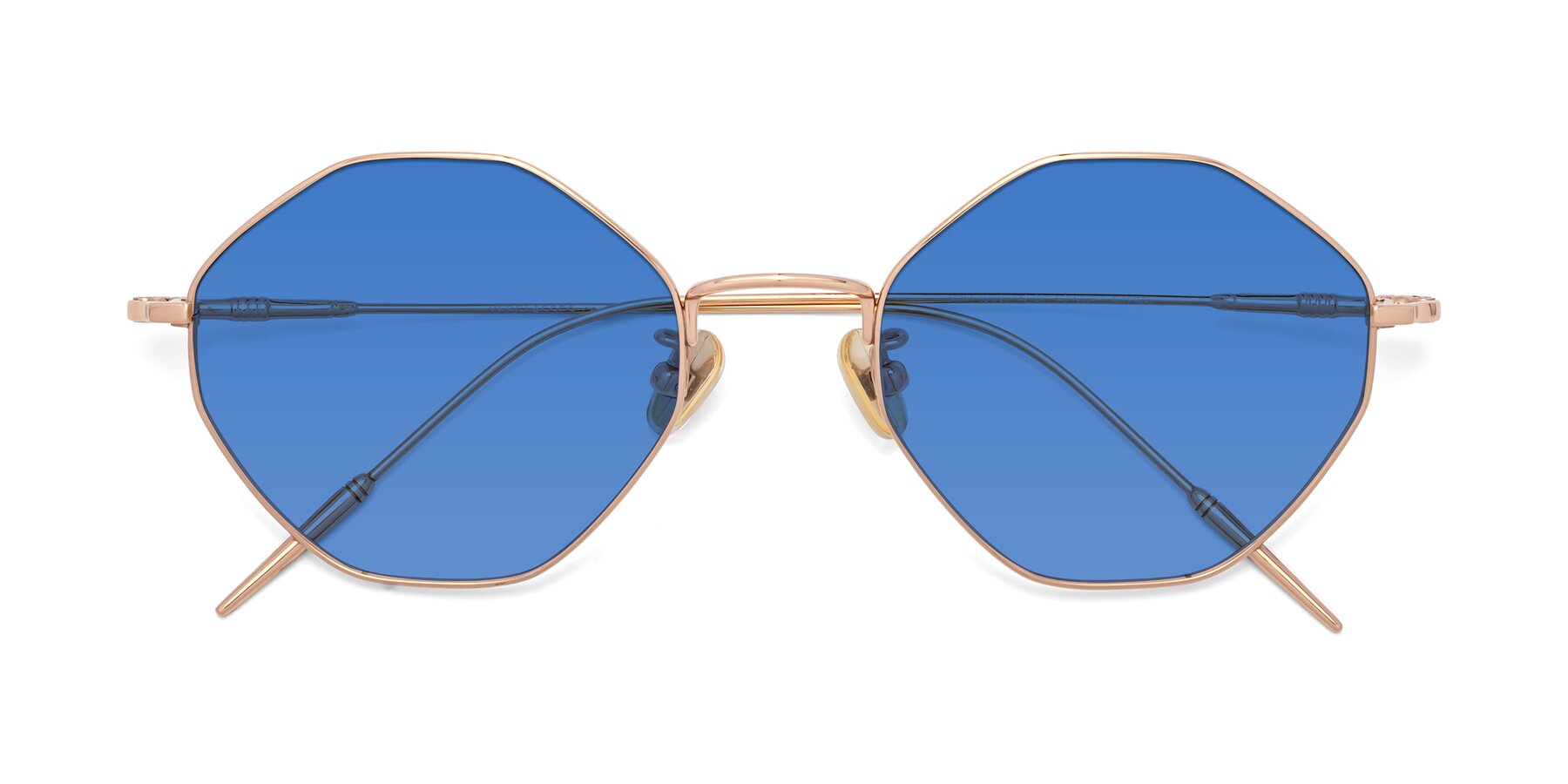 Folded Front of 90001 in Rose Gold with Blue Tinted Lenses