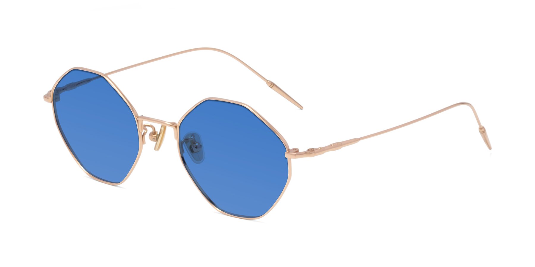 Angle of 90001 in Rose Gold with Blue Tinted Lenses