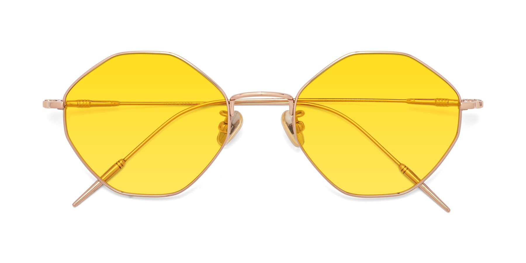 Folded Front of 90001 in Rose Gold with Yellow Tinted Lenses