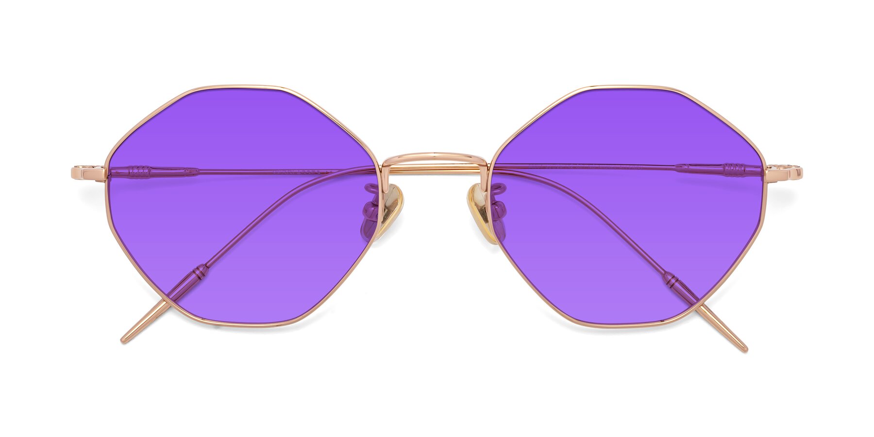 Folded Front of 90001 in Rose Gold with Purple Tinted Lenses