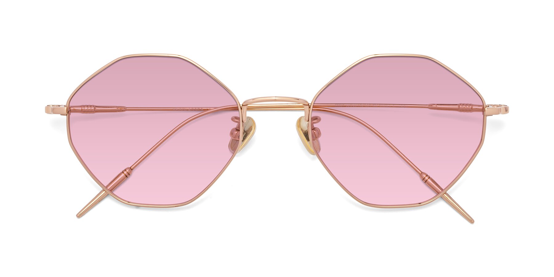 Folded Front of 90001 in Rose Gold with Light Wine Tinted Lenses