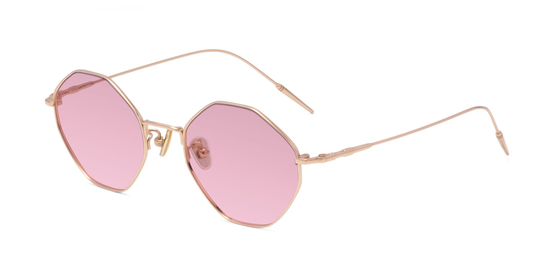 Angle of 90001 in Rose Gold with Light Wine Tinted Lenses