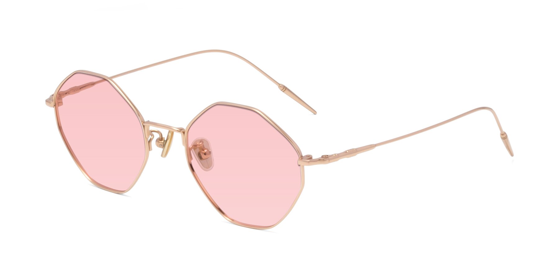 Angle of 90001 in Rose Gold with Light Garnet Tinted Lenses