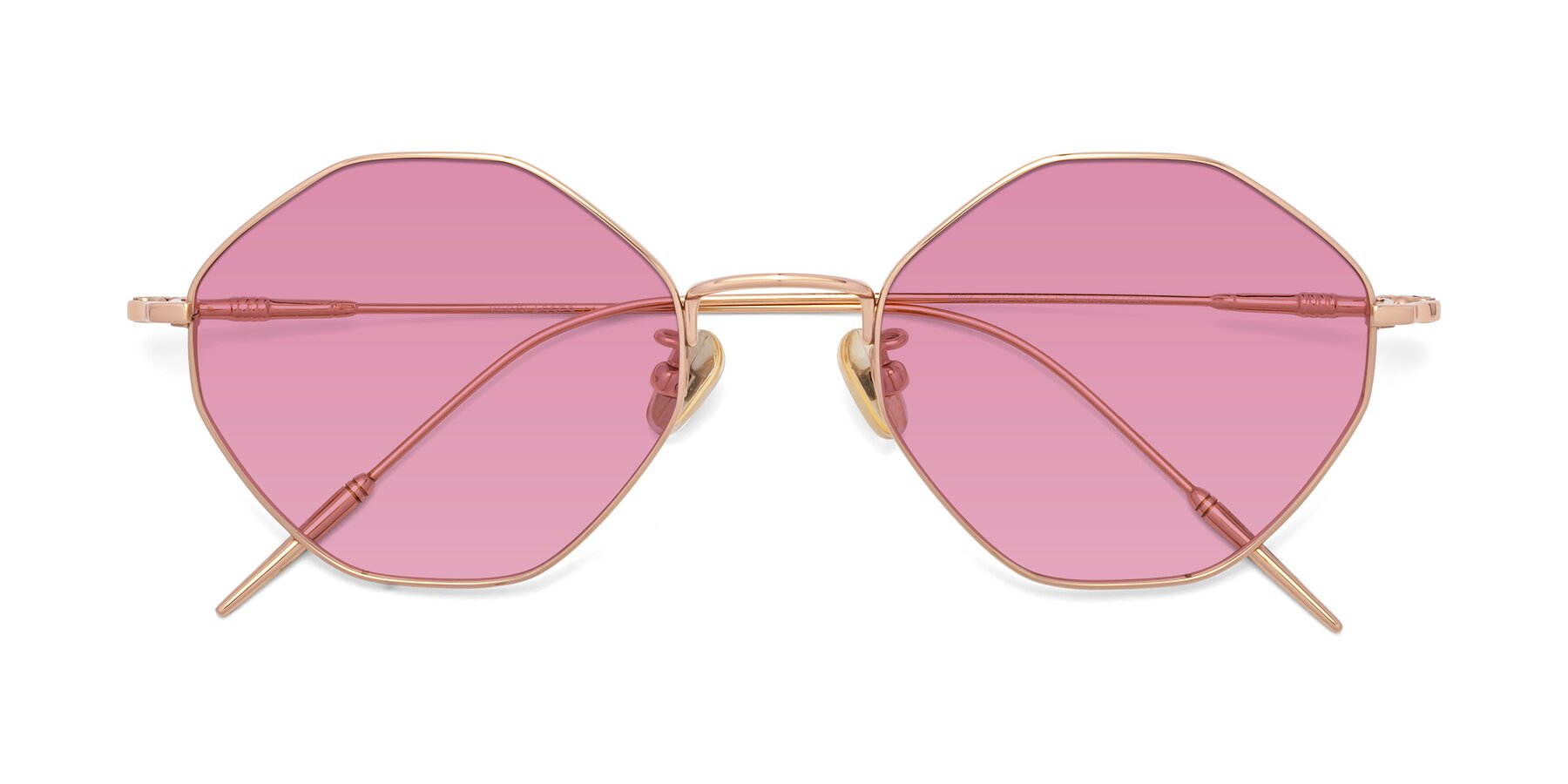 Folded Front of 90001 in Rose Gold with Medium Wine Tinted Lenses