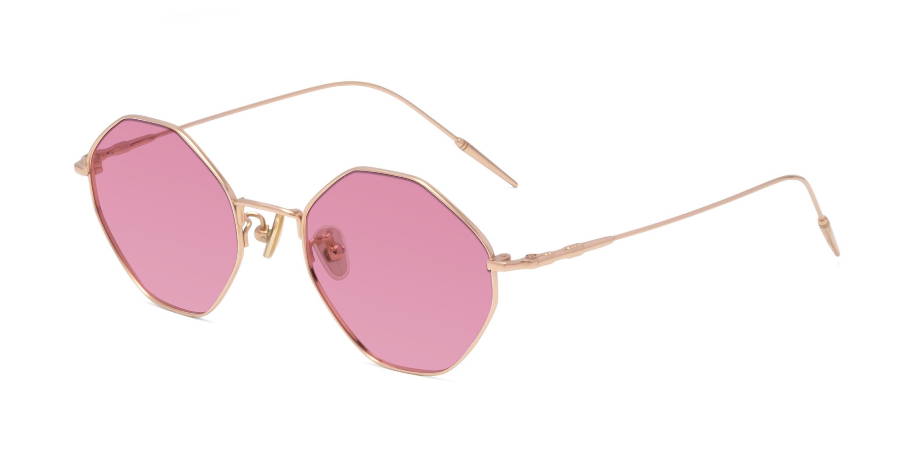 Angle of 90001 in Rose Gold with Medium Wine Tinted Lenses