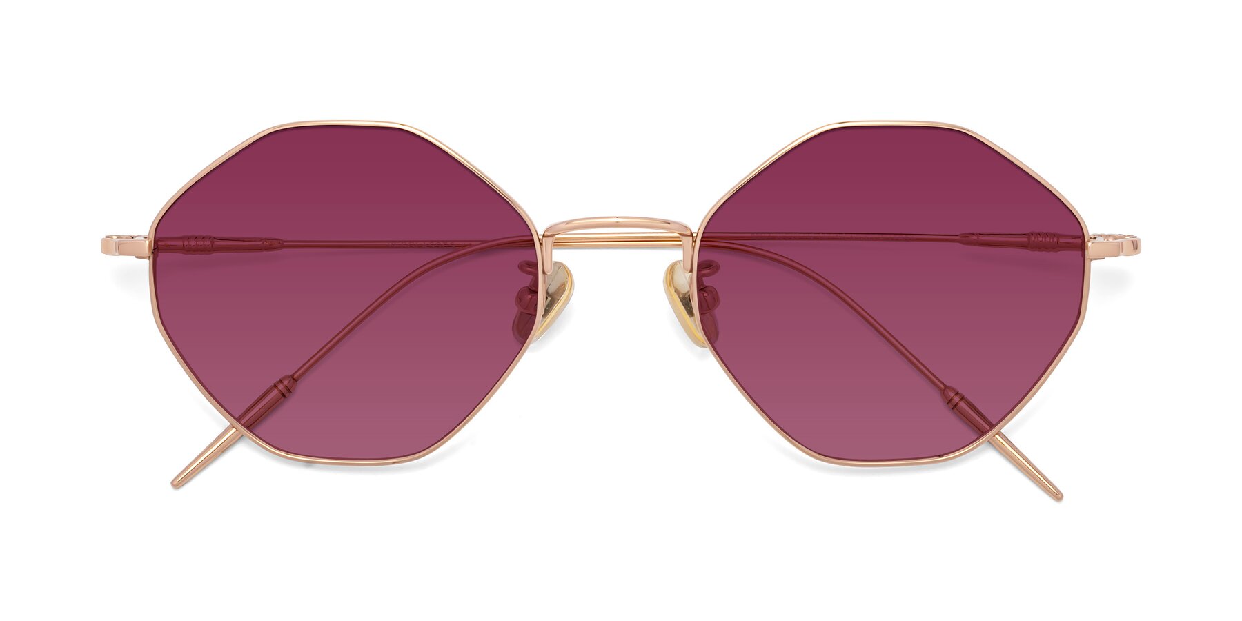 Folded Front of 90001 in Rose Gold with Wine Tinted Lenses