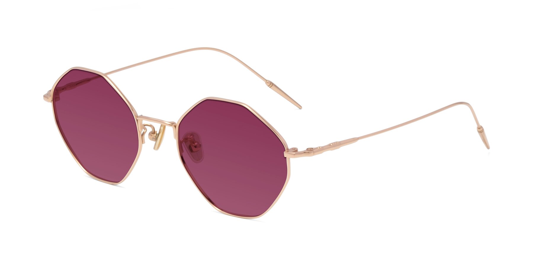 Angle of 90001 in Rose Gold with Wine Tinted Lenses