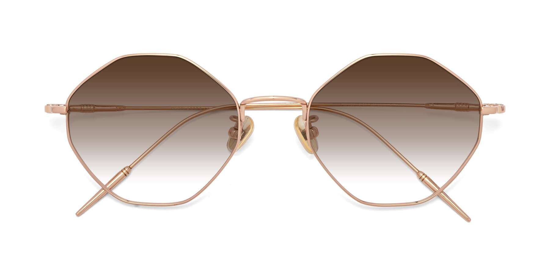 Folded Front of 90001 in Rose Gold with Brown Gradient Lenses