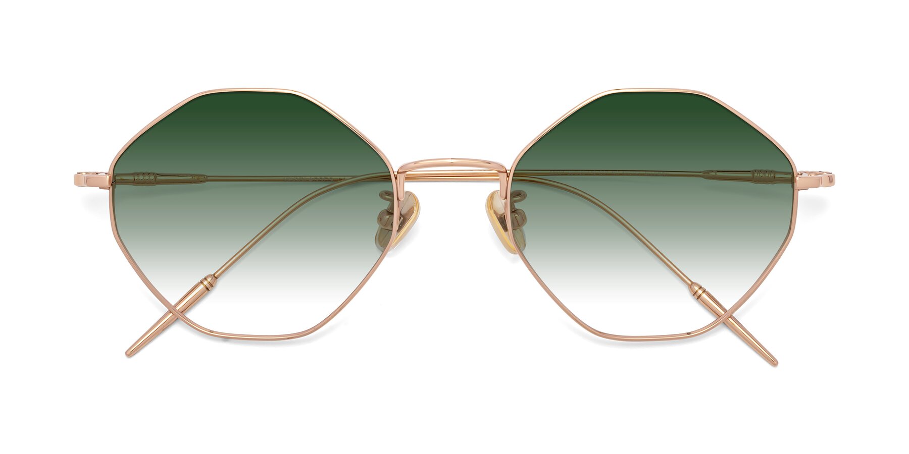 Folded Front of 90001 in Rose Gold with Green Gradient Lenses
