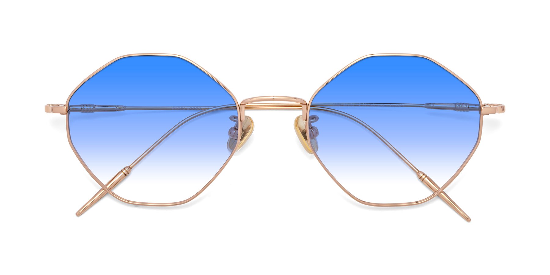 Folded Front of 90001 in Rose Gold with Blue Gradient Lenses