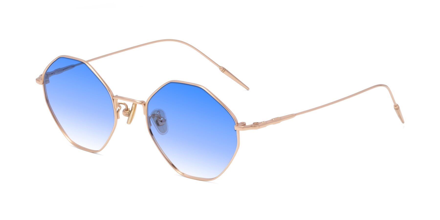 Angle of 90001 in Rose Gold with Blue Gradient Lenses