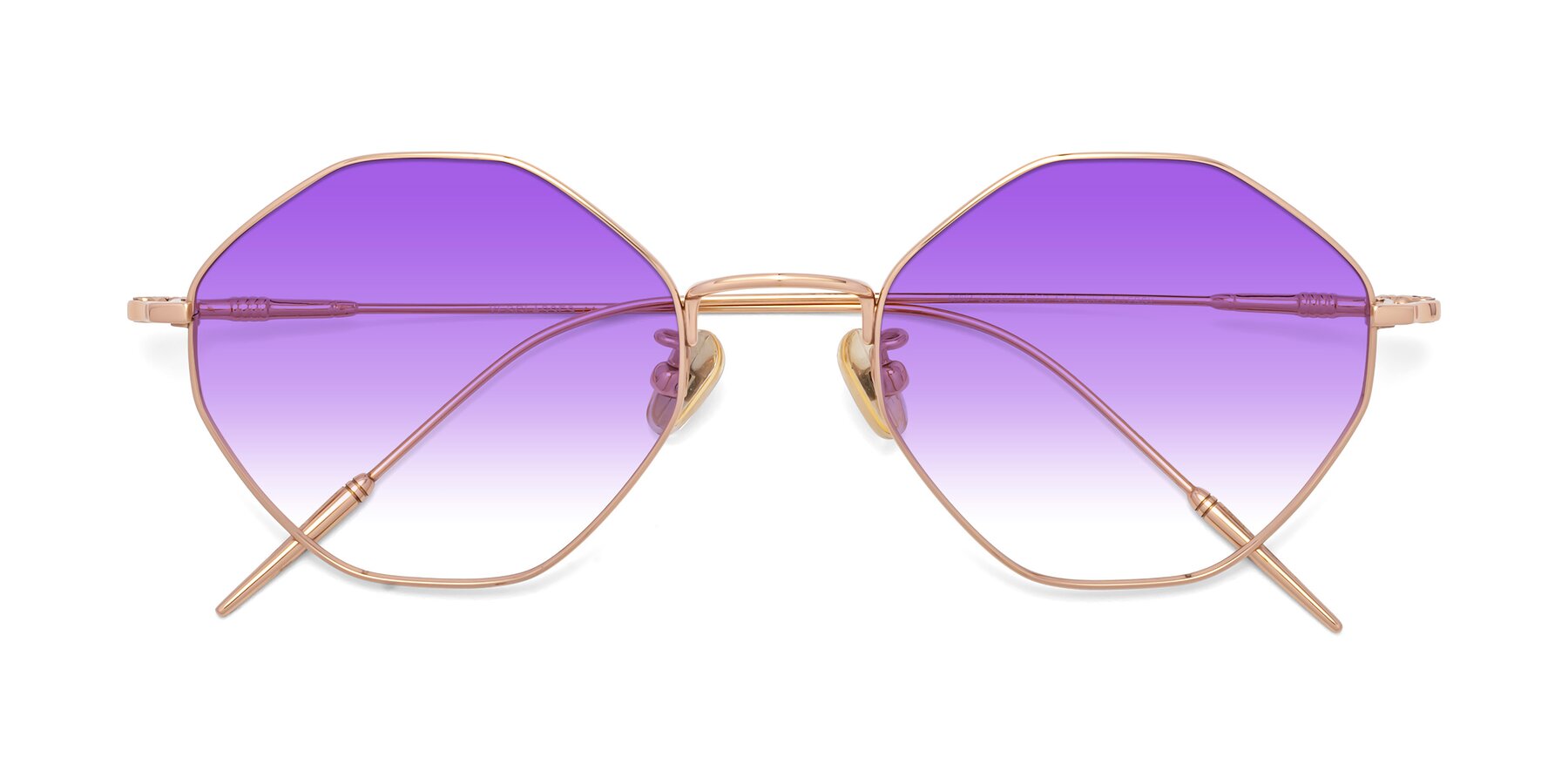 Folded Front of 90001 in Rose Gold with Purple Gradient Lenses