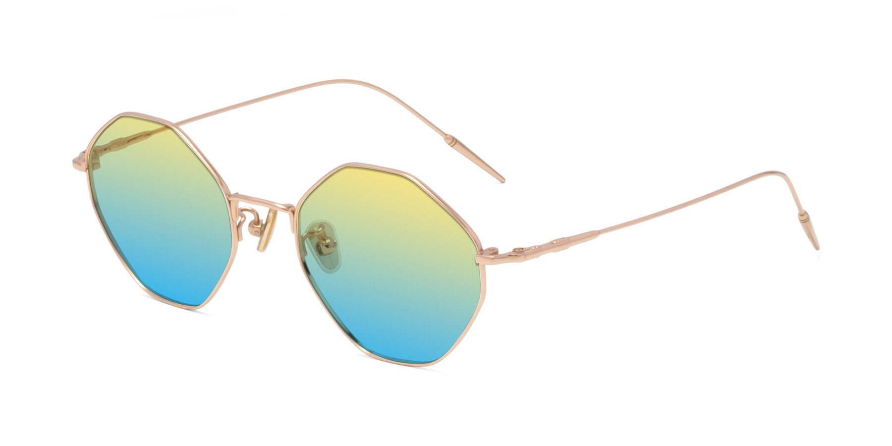 Angle of 90001 in Rose Gold with Yellow / Blue Gradient Lenses
