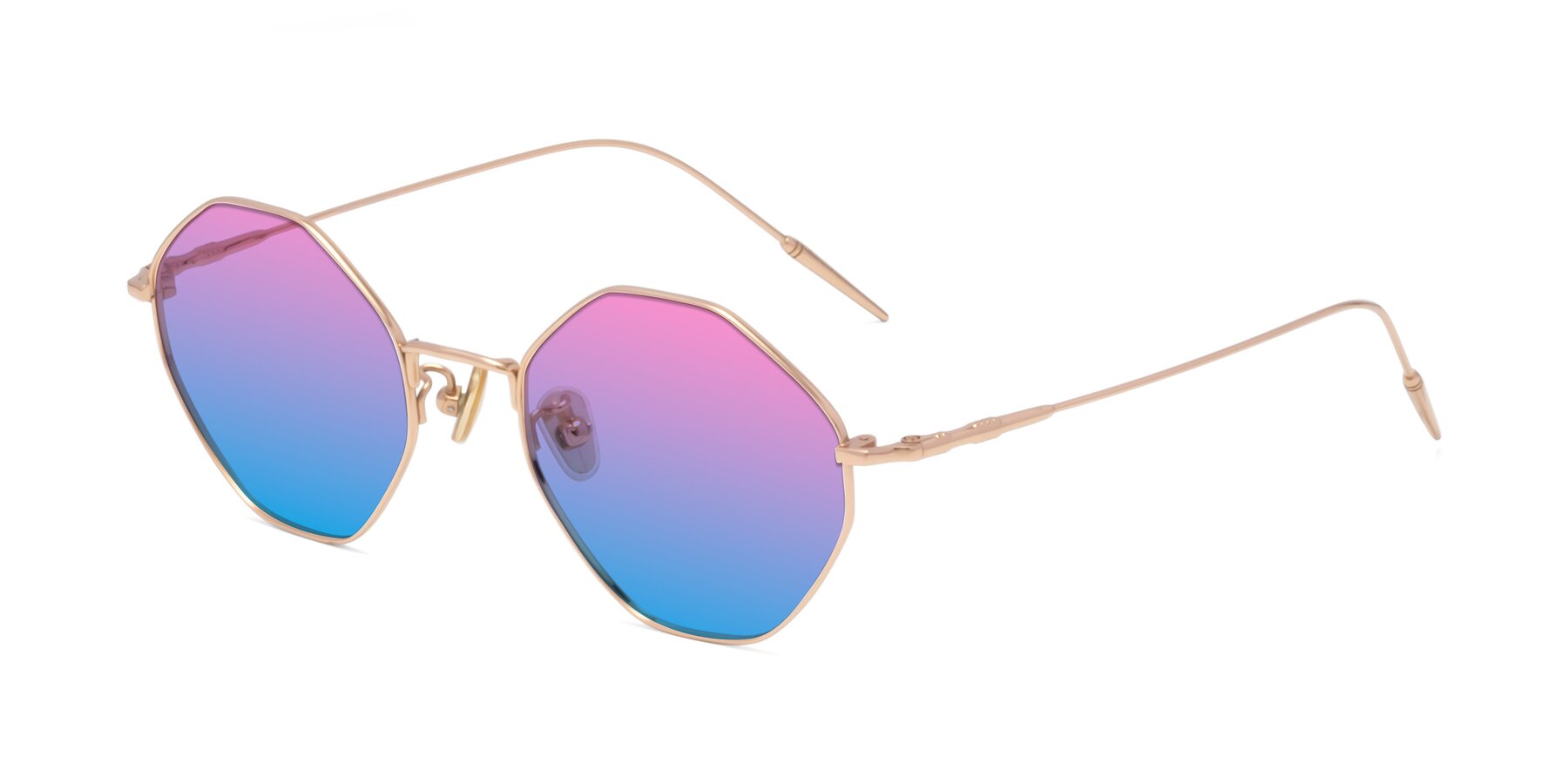 Angle of 90001 in Rose Gold with Pink / Blue Gradient Lenses