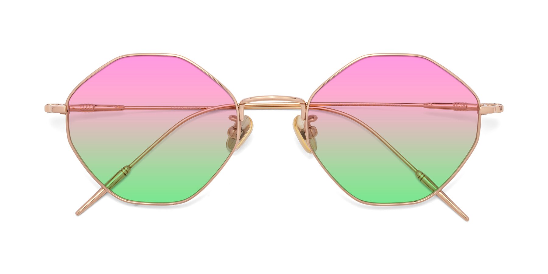 Folded Front of 90001 in Rose Gold with Pink / Green Gradient Lenses