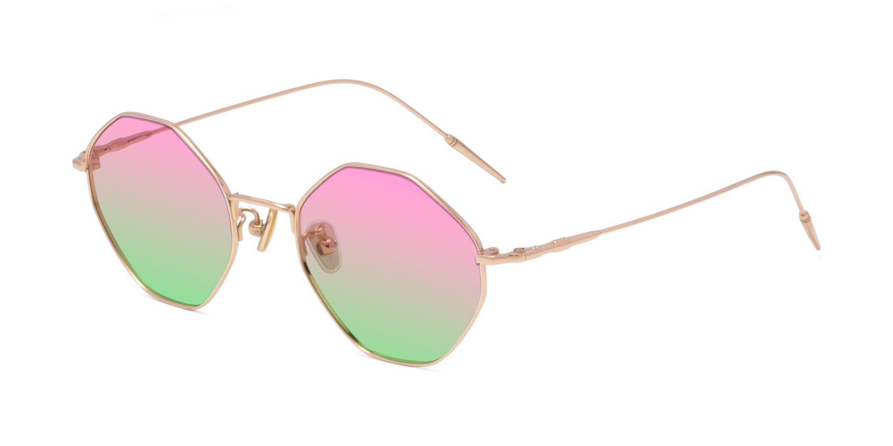 Angle of 90001 in Rose Gold with Pink / Green Gradient Lenses