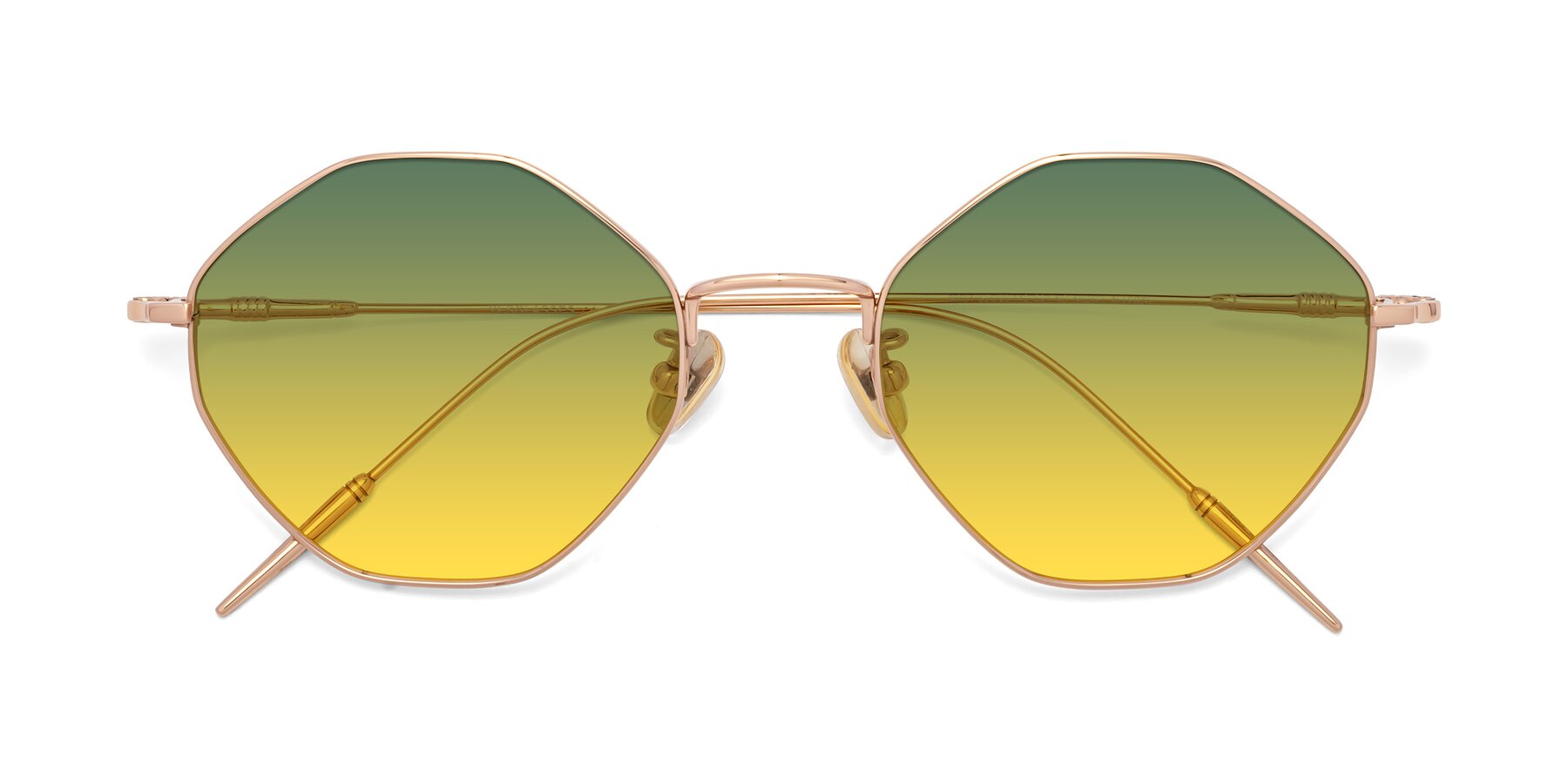 Folded Front of 90001 in Rose Gold with Green / Yellow Gradient Lenses