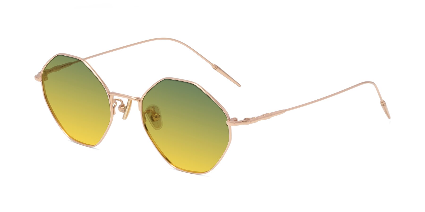 Angle of 90001 in Rose Gold with Green / Yellow Gradient Lenses