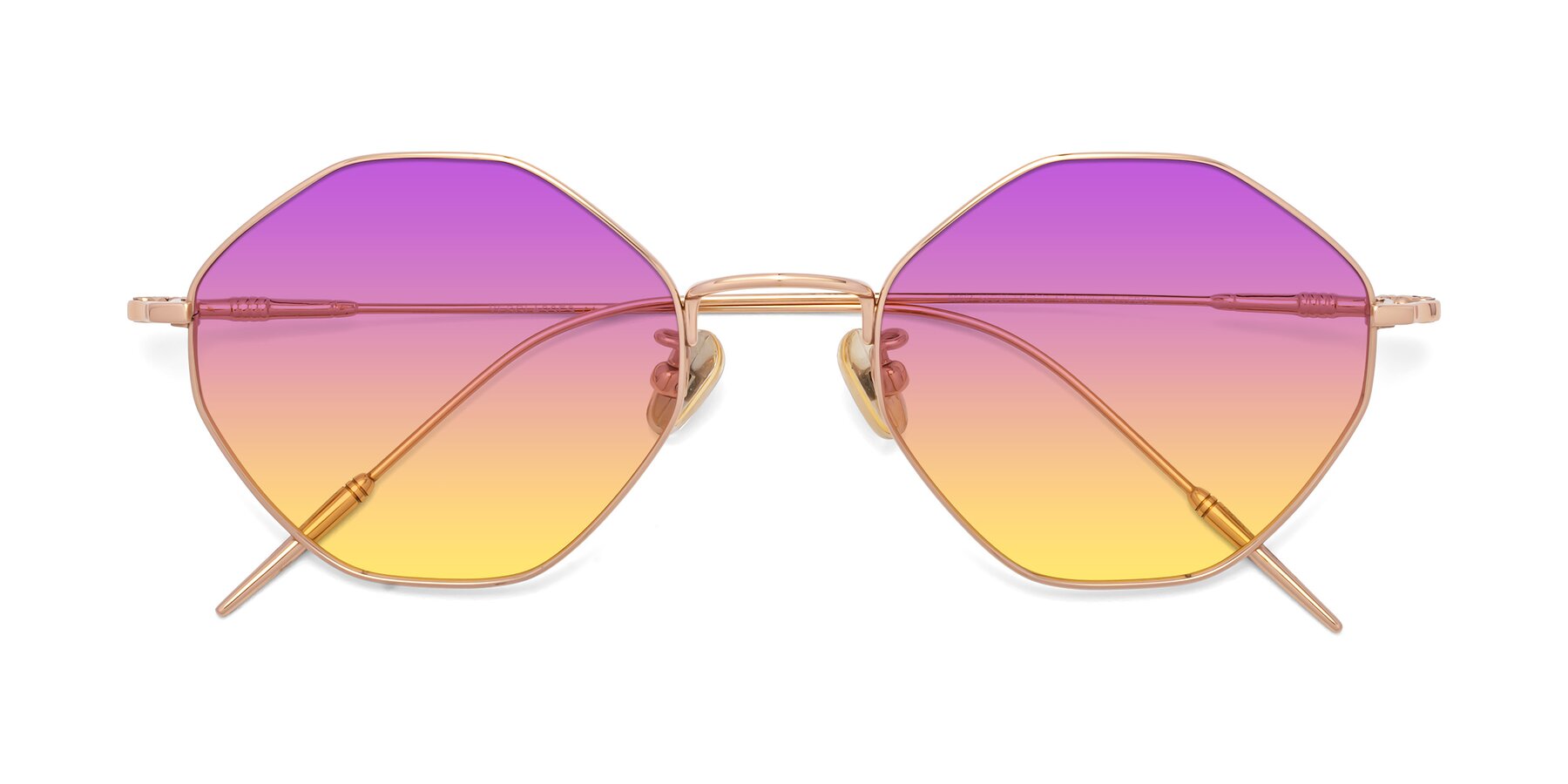 Folded Front of 90001 in Rose Gold with Purple / Yellow Gradient Lenses