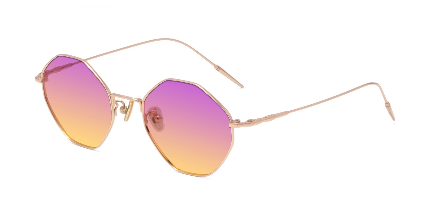 Angle of 90001 in Rose Gold with Purple / Yellow Gradient Lenses