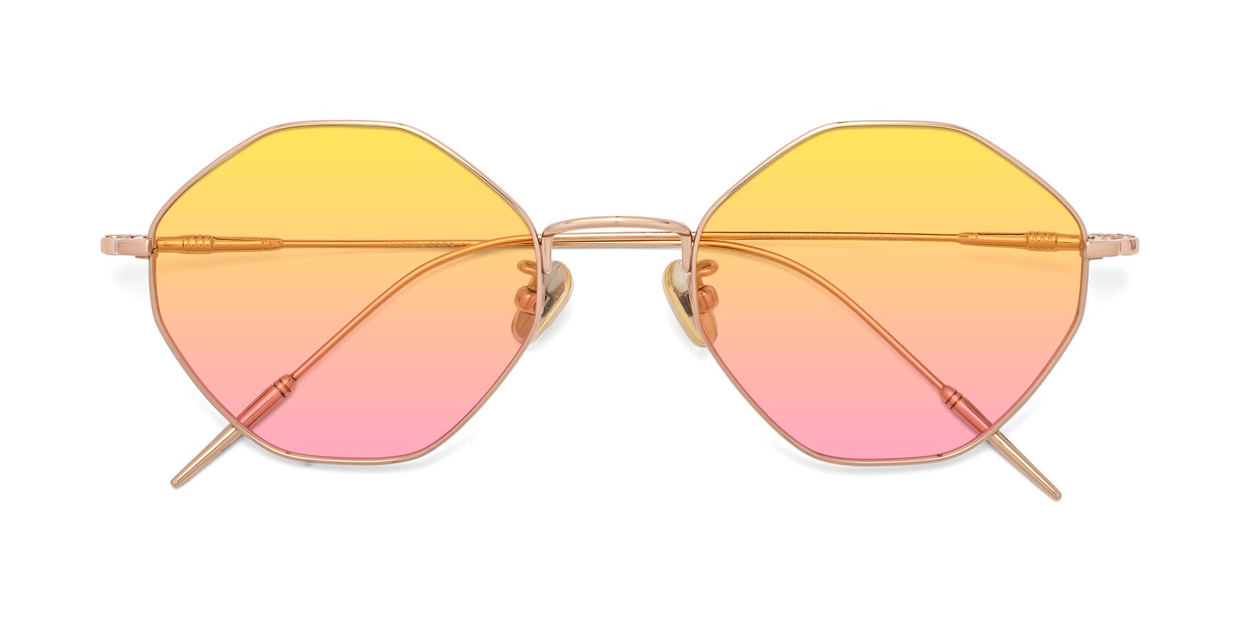 Folded Front of 90001 in Rose Gold with Yellow / Pink Gradient Lenses