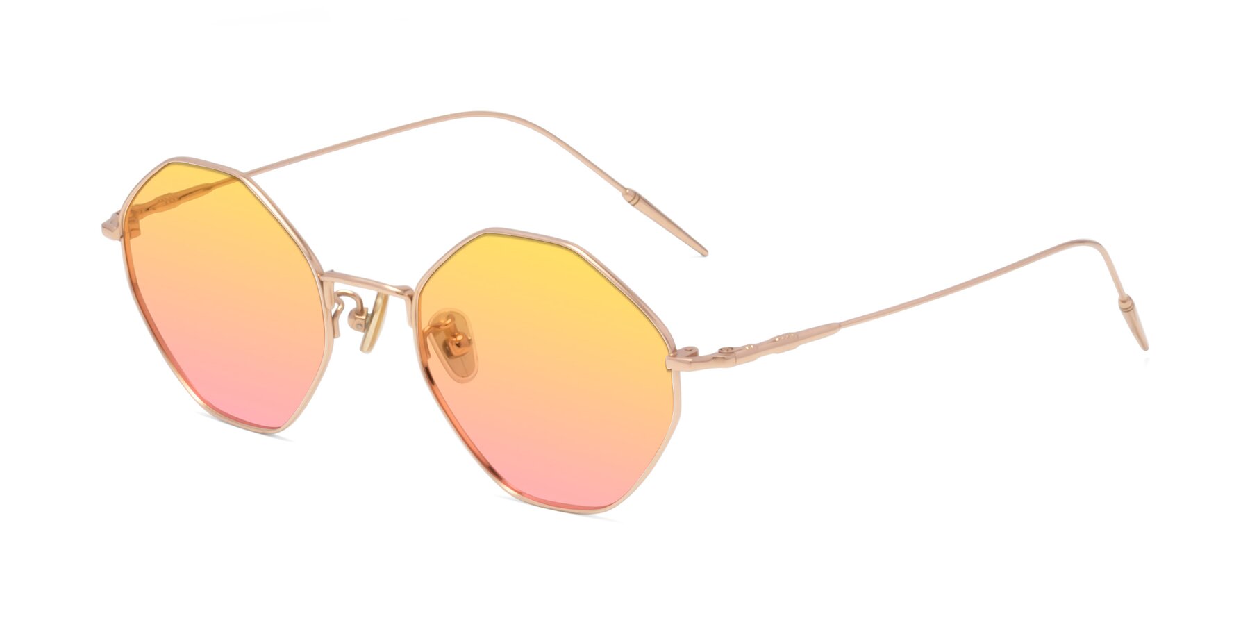 Angle of 90001 in Rose Gold with Yellow / Pink Gradient Lenses